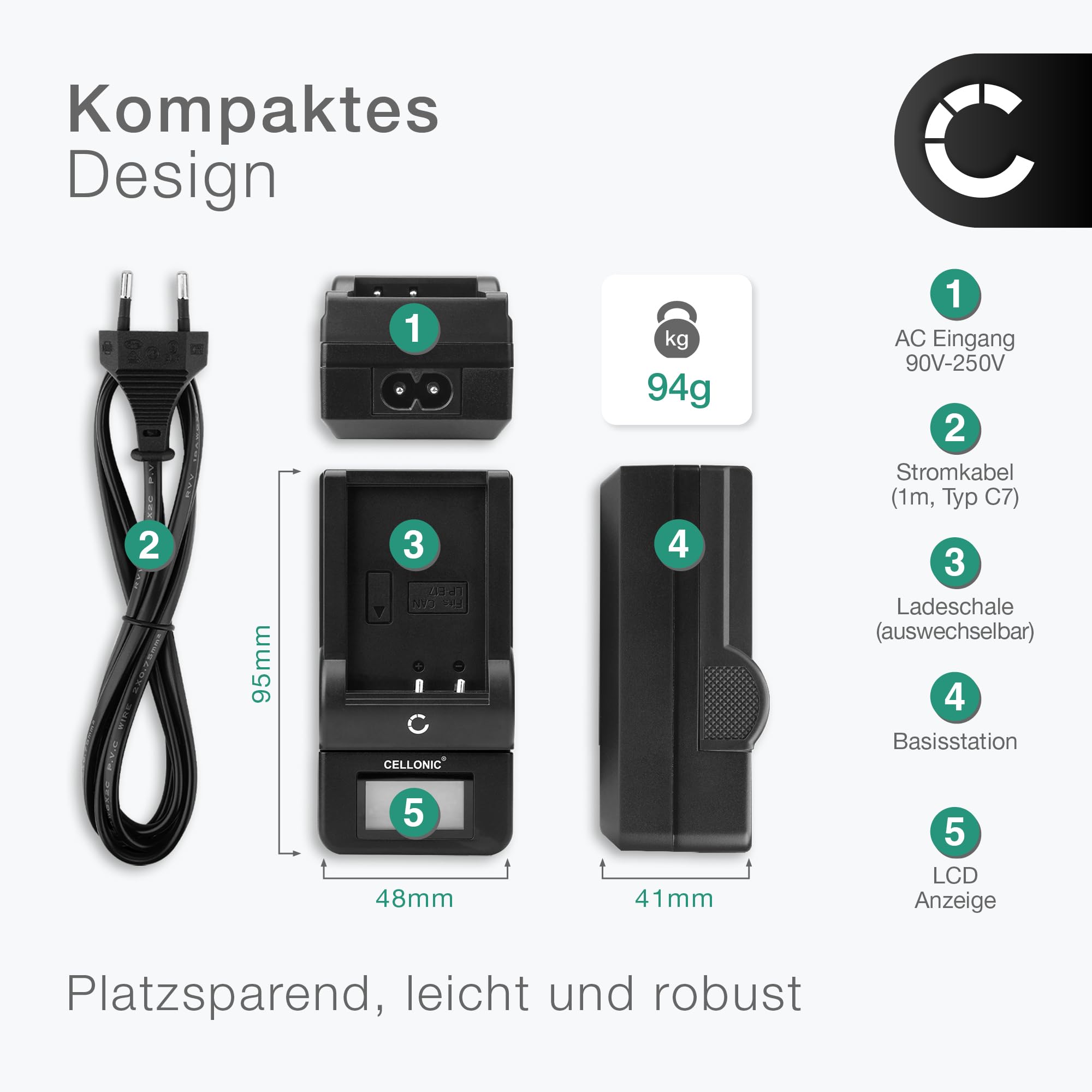 CELLONIC DE-80 DE-A80A Ladegerät für DMW-BLC12 kompatibel mit